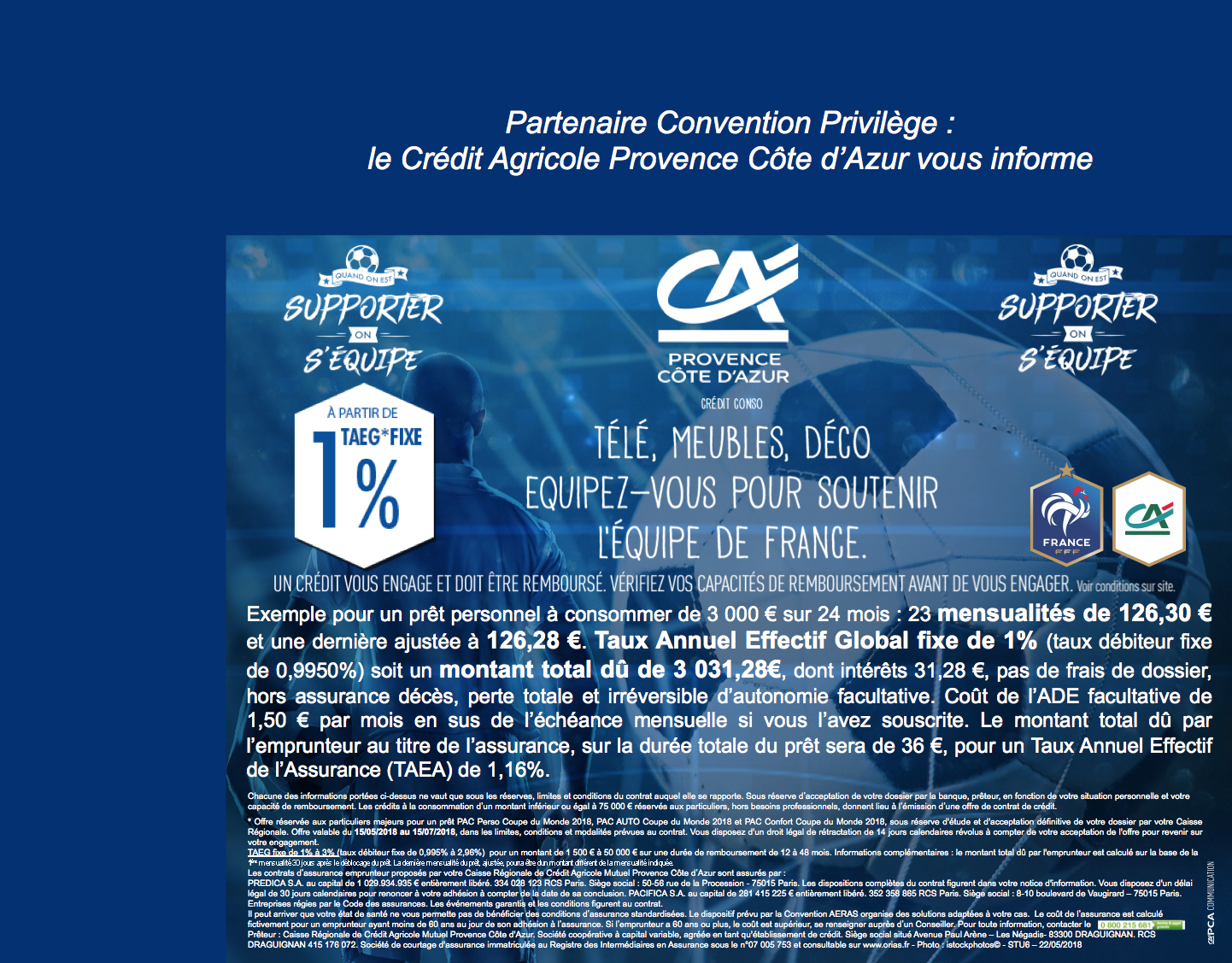 Credit Agricole PCA Offre Credit Conso Coupe du Monde Football 125 2018 1